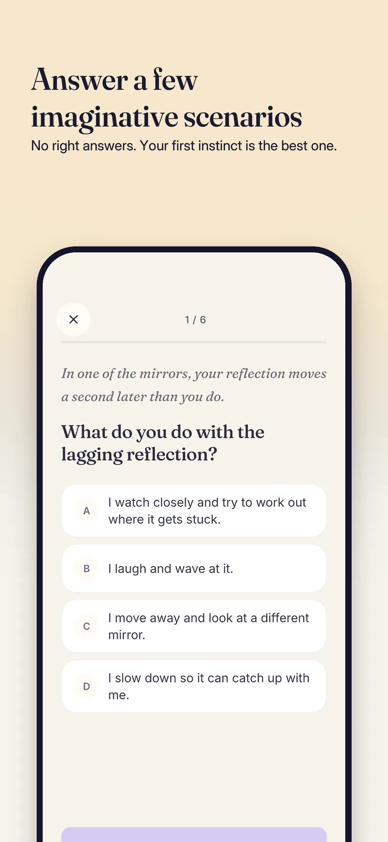 A quiz question with four large answer cards